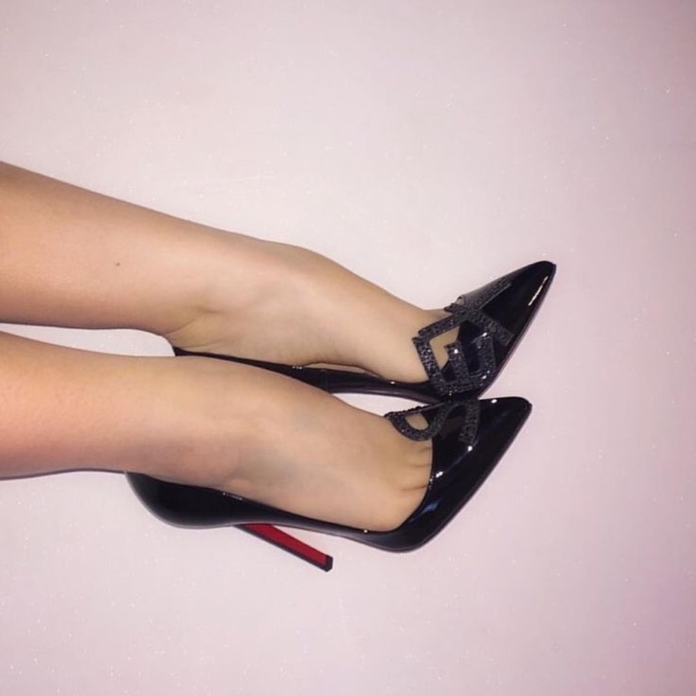 Christian Louboutin Black Patent Crystal “Sex” 100 Pumps - US 6 (36.5) - Picture 2 of 13